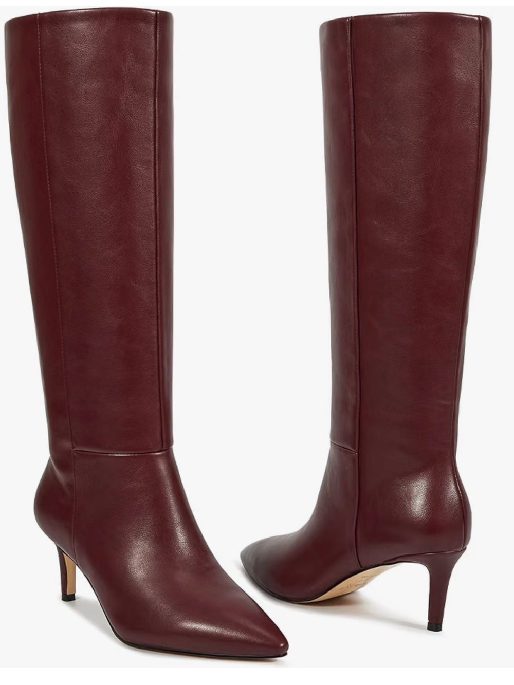 Wetkiss-Women's Burgundy Knee-High Pointed-Toe Leather Boots